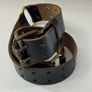 Vintsge Two Hole Leather and Brass Segmented Belt Size 34